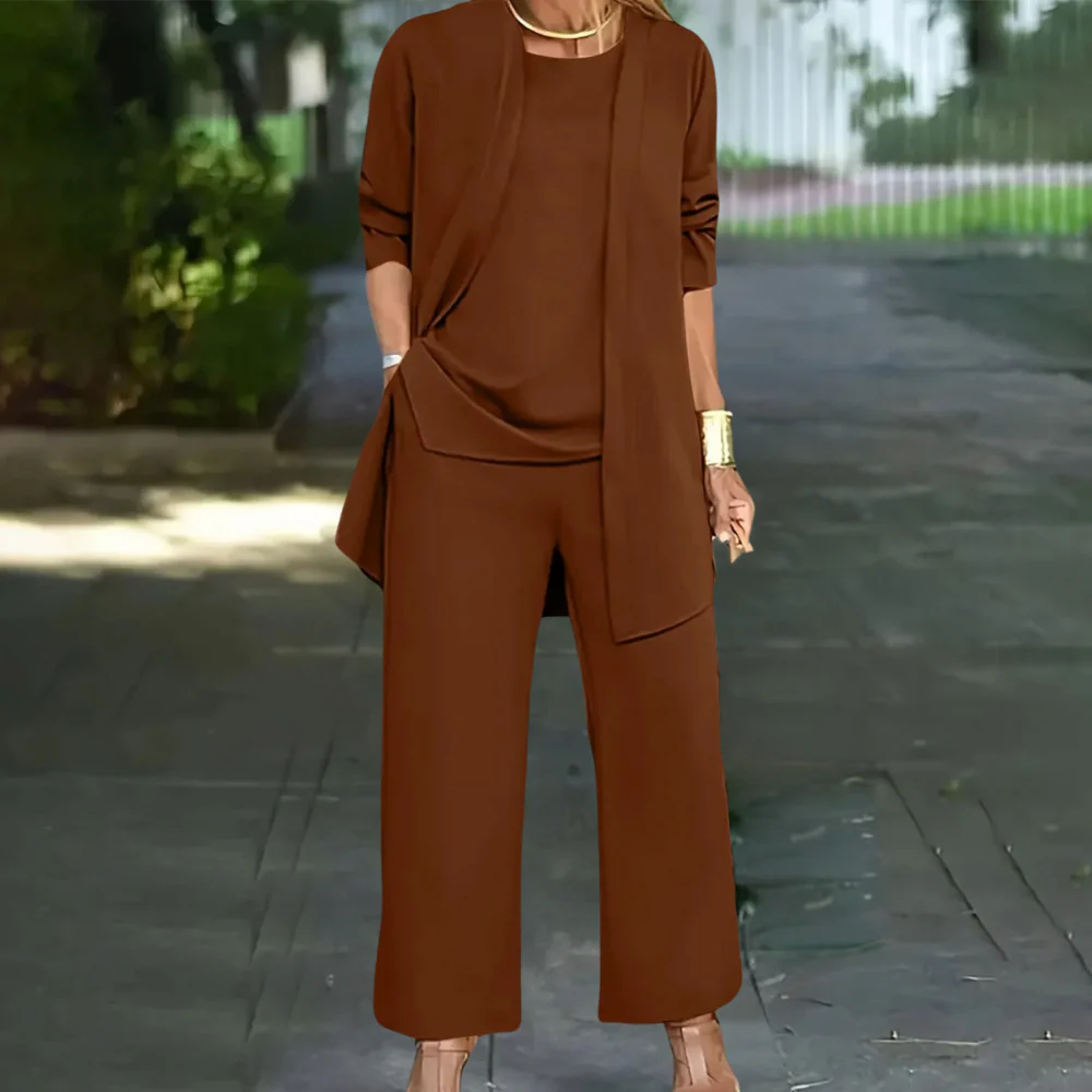Lightweight & versatile women’s 3-piece set – elegant blouse, wide-leg pants, breathable, for summer - Image 4