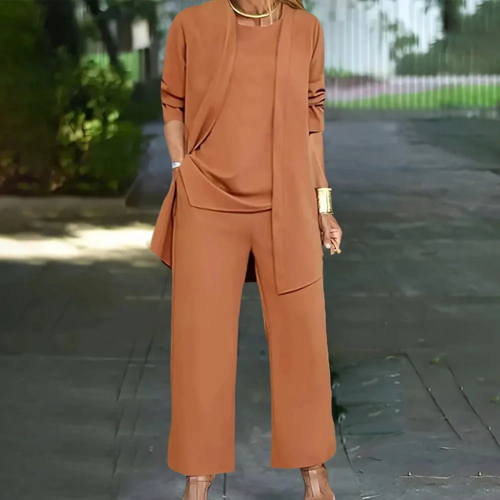 Lightweight & versatile women’s 3-piece set – elegant blouse, wide-leg pants, breathable, for summer - Image 7