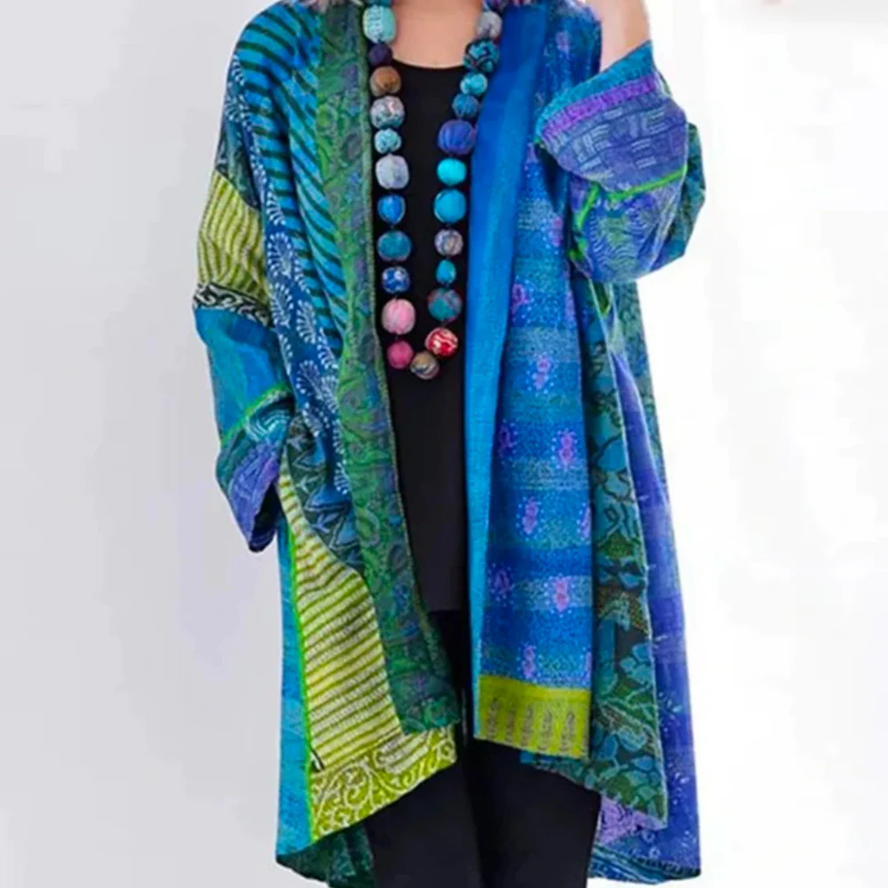 Lightweight Women Cardigan - Relaxed Drapey, Patchwork