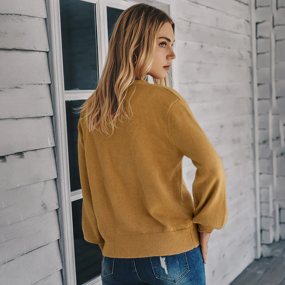 Lightweight Women Knitted Cardigan - V Neck, Polyester - Image 2