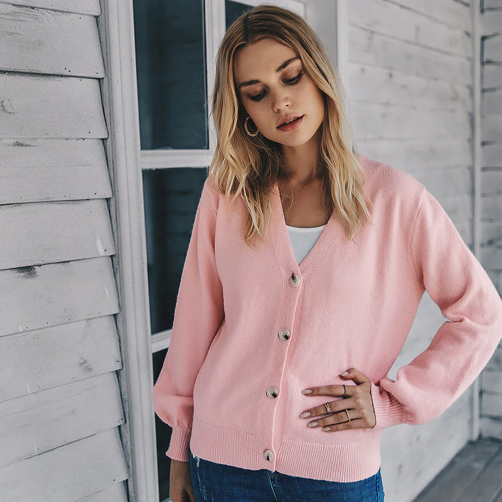Lightweight Women Knitted Cardigan - V Neck, Polyester - Image 6