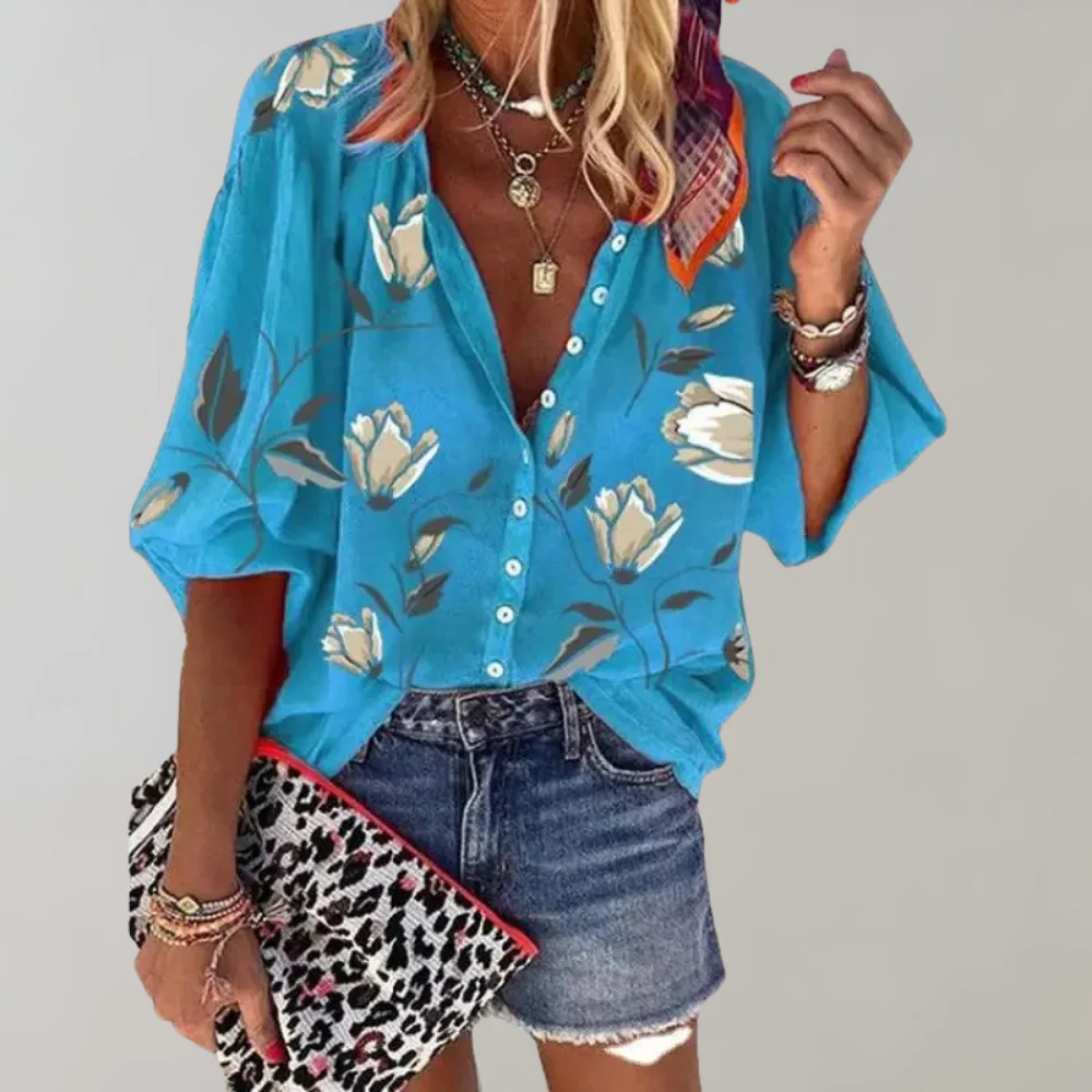 Lightweight women’s blouse – floral print, breathable fabric, for summer outings - Image 2