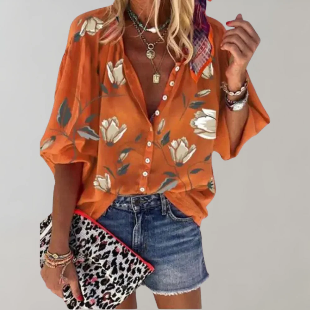 Lightweight women’s blouse – floral print, breathable fabric, for summer outings - Image 3