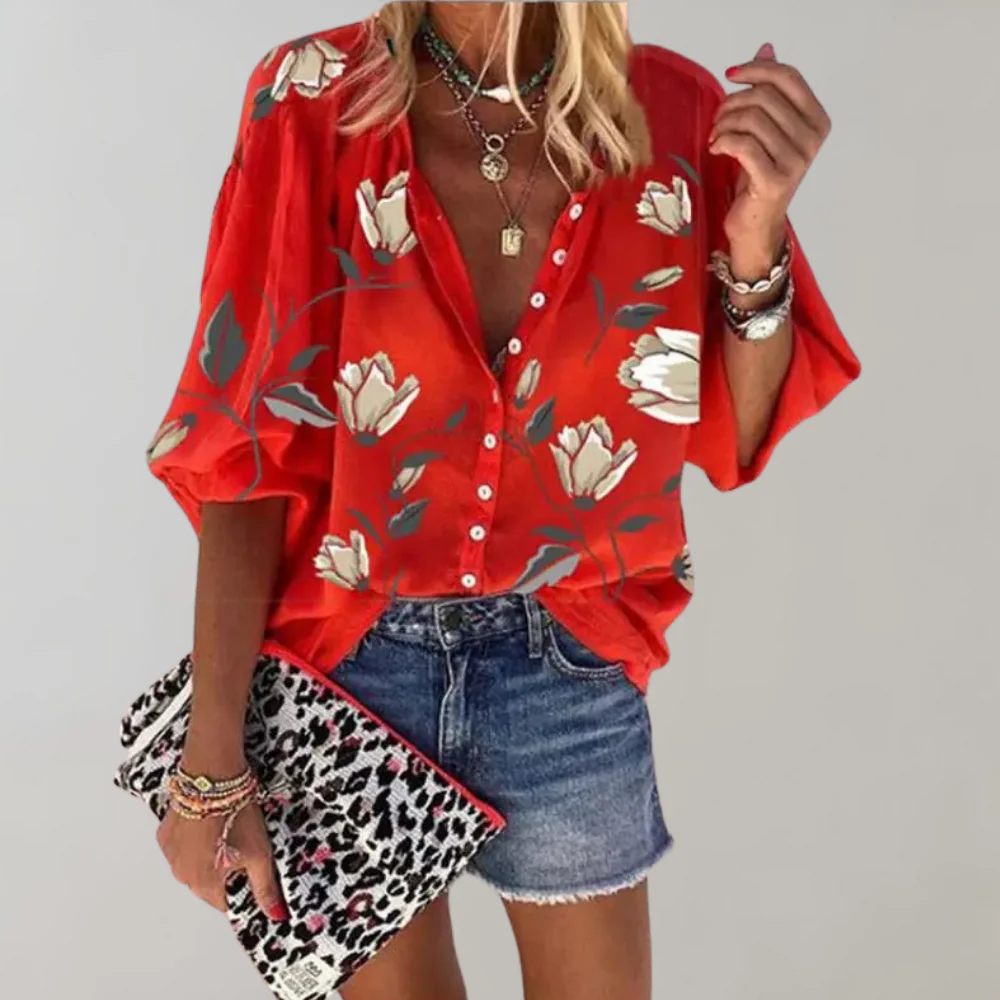 Lightweight women’s blouse – floral print, breathable fabric, for summer outings - Image 4