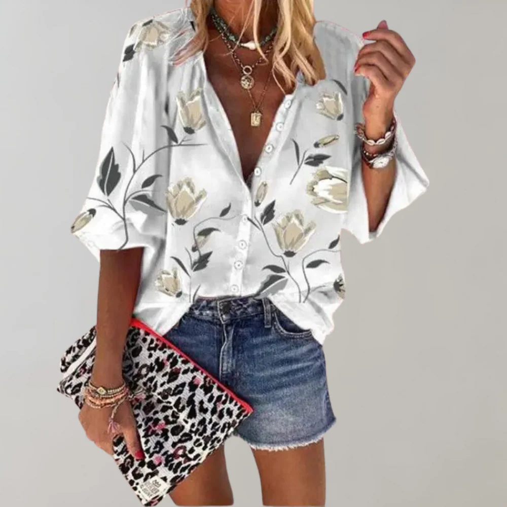 Lightweight women’s blouse – floral print, breathable fabric, for summer outings - Image 5