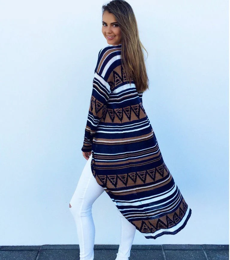 Lightweight Women’s Cardigan Coat - Longline Knit, Casual - Image 2