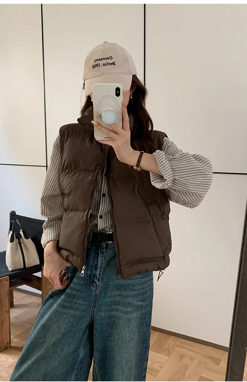 Lightweight Women's Down Vest - Cropped Boxy, Duck Fill - Image 11