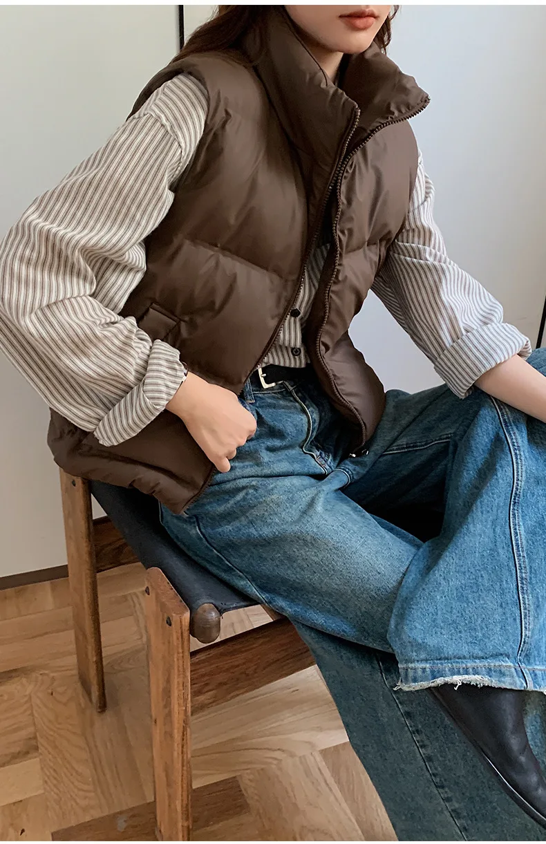 Lightweight Women's Down Vest - Cropped Boxy, Duck Fill - Image 12