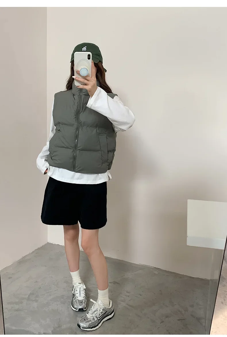 Lightweight Women's Down Vest - Cropped Boxy, Duck Fill - Image 22