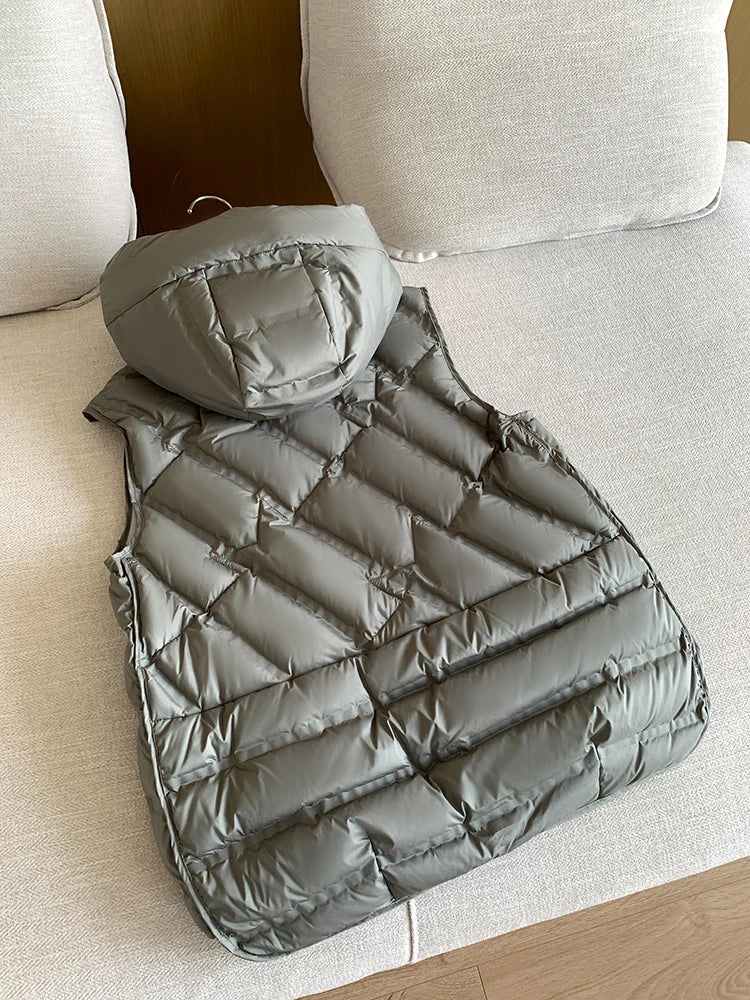Lightweight Women’s Hooded Down Vest - Quilted Midlength - Image 19
