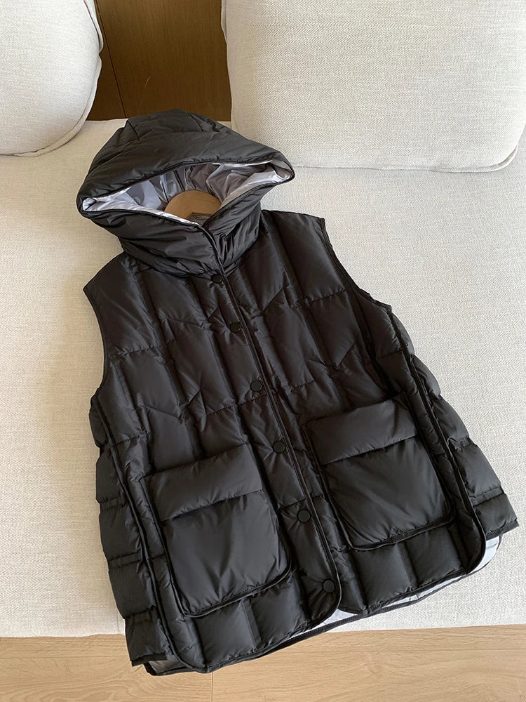 Lightweight Women’s Hooded Down Vest - Quilted Midlength - Image 27