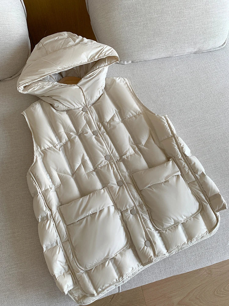 Lightweight Women’s Hooded Down Vest - Quilted Midlength - Image 28
