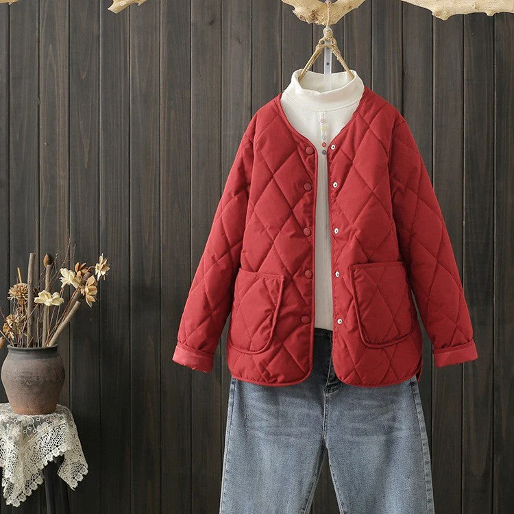 Lightweight Women’s Quilted Jacket - Button Front, Winter - Image 5