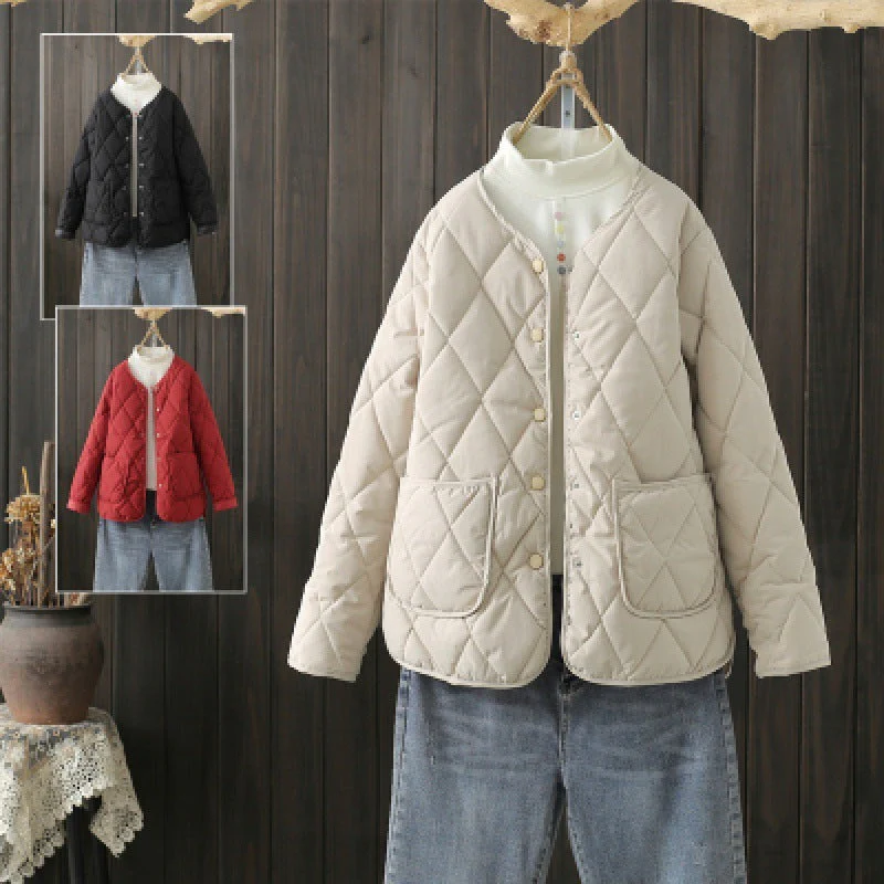 Lightweight Women’s Quilted Jacket - Button Front, Winter - Image 6