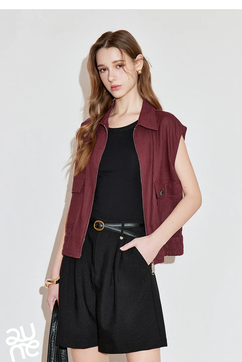 Lightweight Women's Sleeveless Jacket - Linen Cotton, Spring - Image 8
