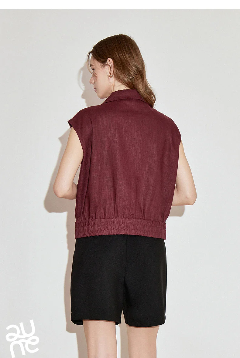 Lightweight Women's Sleeveless Jacket - Linen Cotton, Spring - Image 9