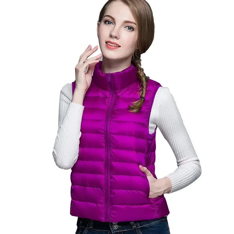 Lightweight Women's Sleeveless Vest - Quilted Nylon, Warm - Image 12