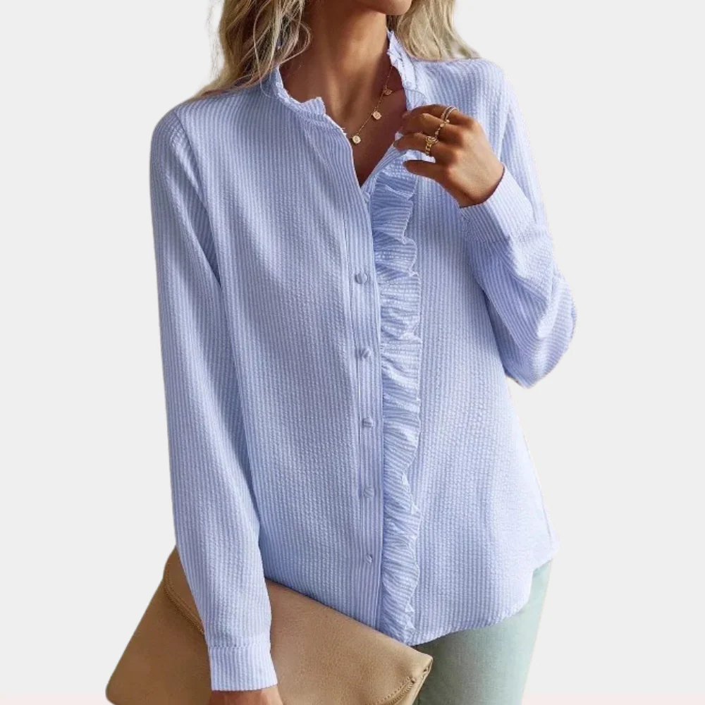Lightweight women’s striped summer blouse – casual fit, polyester, for warm weather - Image 5