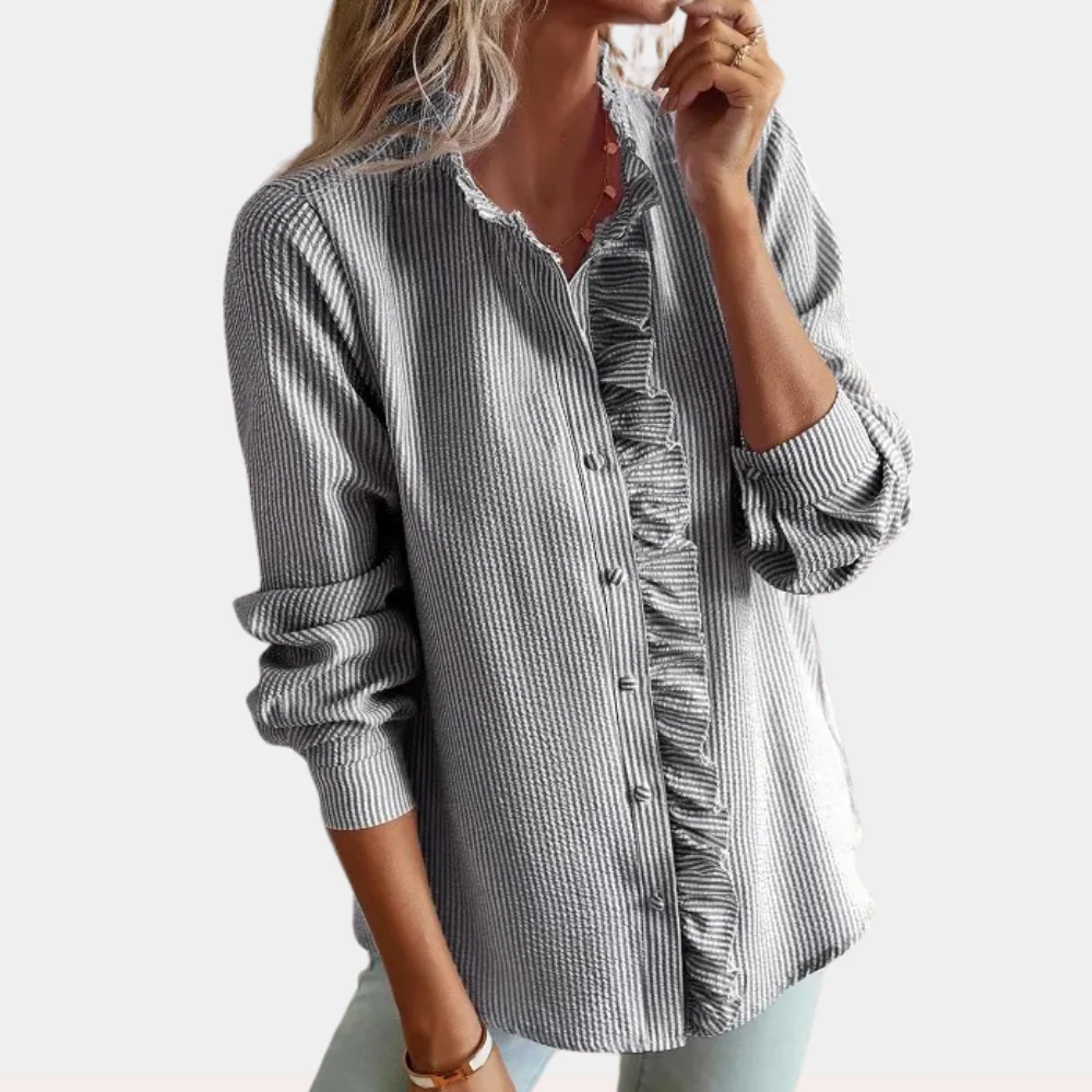 Lightweight women’s striped summer blouse – casual fit, polyester, for warm weather - Image 6