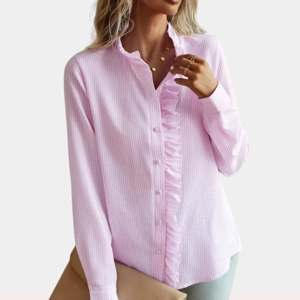 Lightweight women’s striped summer blouse – casual fit, polyester, for warm weather - Image 7