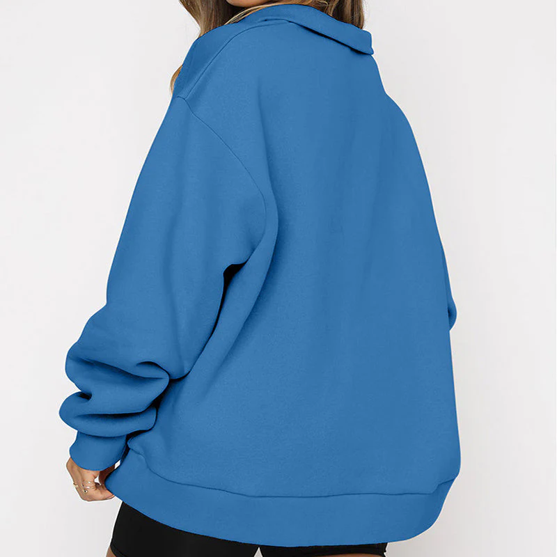 Lightweight Women Zip Sweatshirt - Oversized Pullover Casual - Image 5