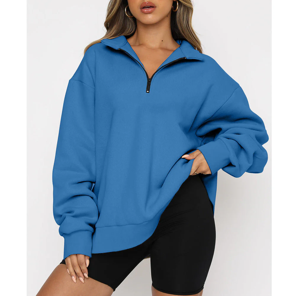 Lightweight Women Zip Sweatshirt - Oversized Pullover Casual - Image 9