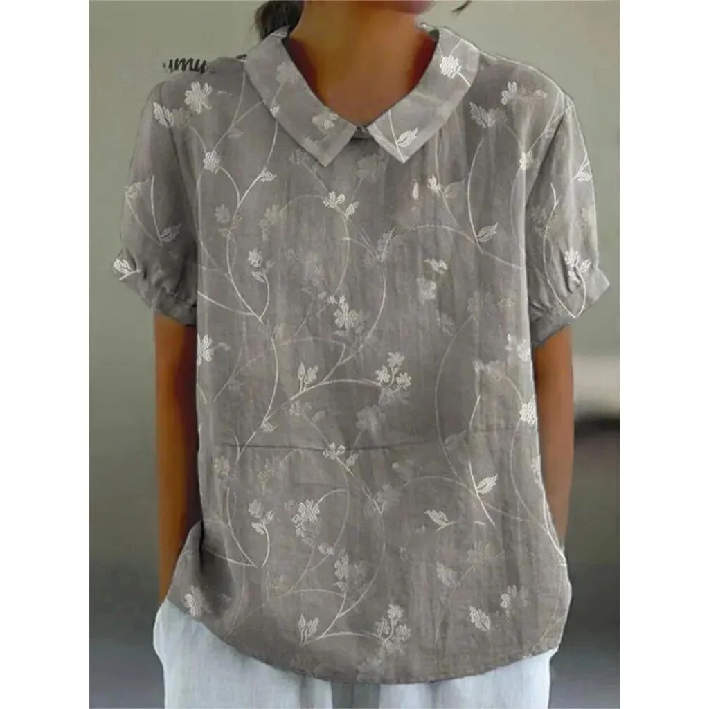 Lightweight women’s blouse – floral design, cotton-linen blend, for casual occasions - Image 6