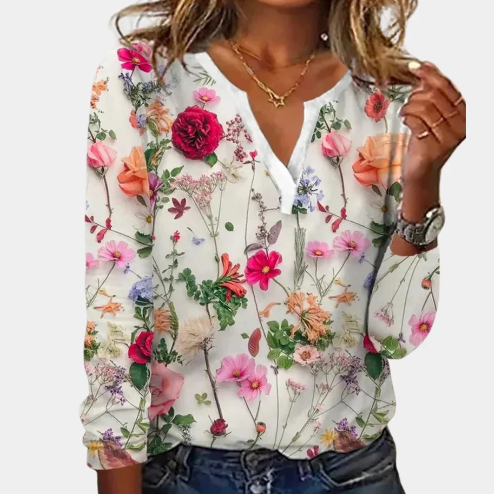 Lightweight women's blouse – floral design, soft cotton, for everyday wear