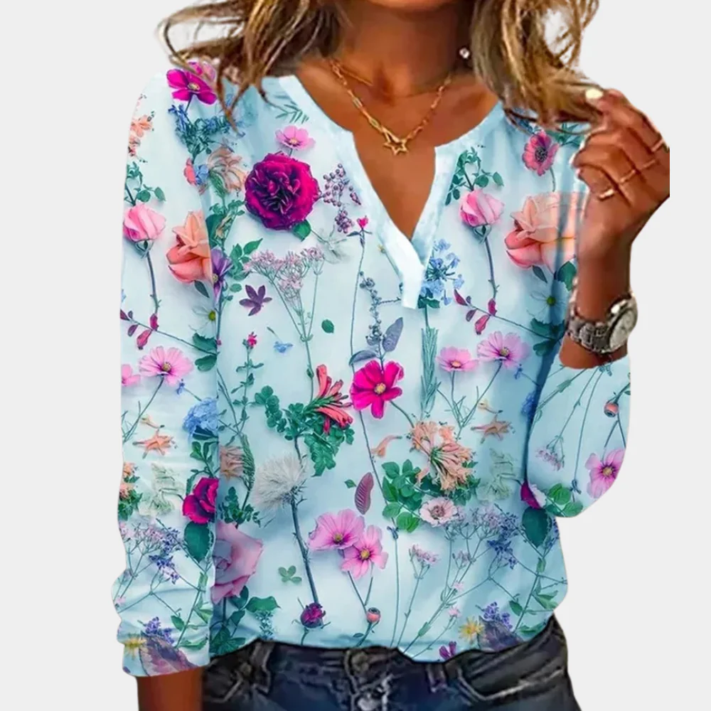 Lightweight women's blouse – floral design, soft cotton, for everyday wear - Image 2