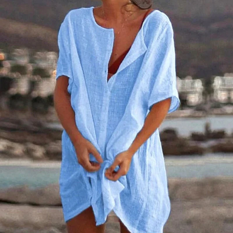 Lightweight women's blouse – relaxed fit, linen-viscose blend, for office and casual wear - Image 6