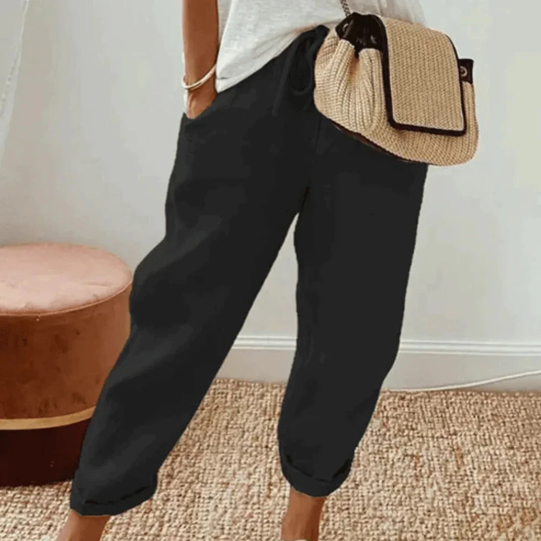 Lightweight women’s casual pants – relaxed fit, cotton and linen blend, for everyday wear - Image 2