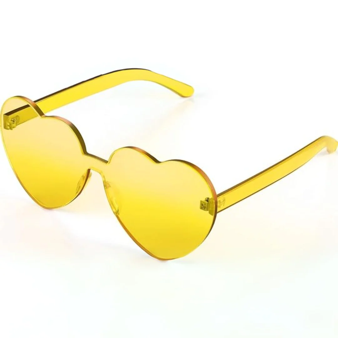 Lightweight women’s heart-shaped sunglasses – rimless design, transparent lenses, for summer festivals