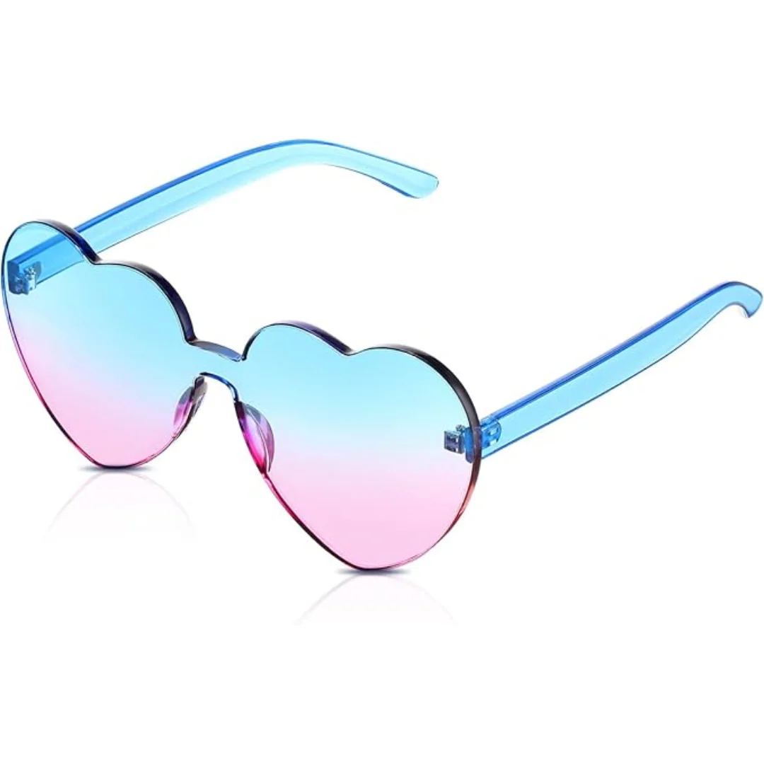 Lightweight women’s heart-shaped sunglasses – rimless design, transparent lenses, for summer festivals - Image 10