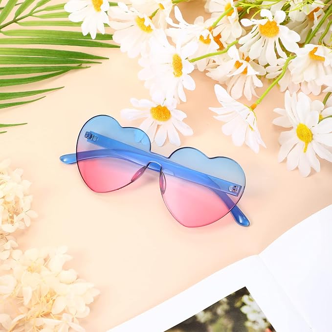 Lightweight women’s heart-shaped sunglasses – rimless design, transparent lenses, for summer festivals - Image 2