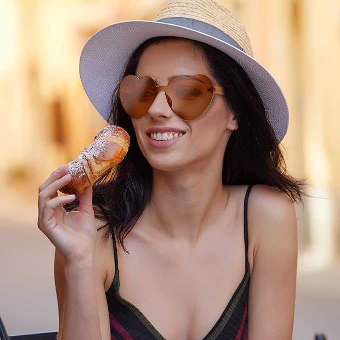 Lightweight women’s heart-shaped sunglasses – rimless design, transparent lenses, for summer festivals - Image 4