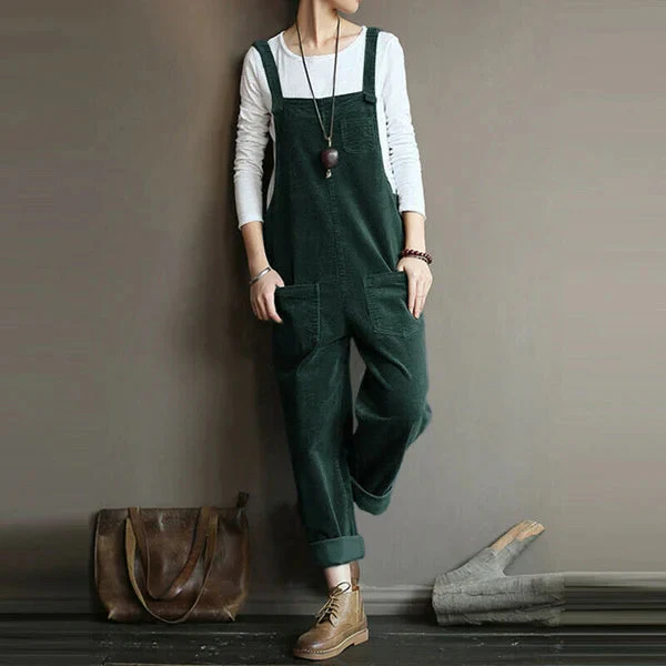 Lightweight women's jumpsuit – relaxed fit, flexible cord fabric, for casual outings - Image 3