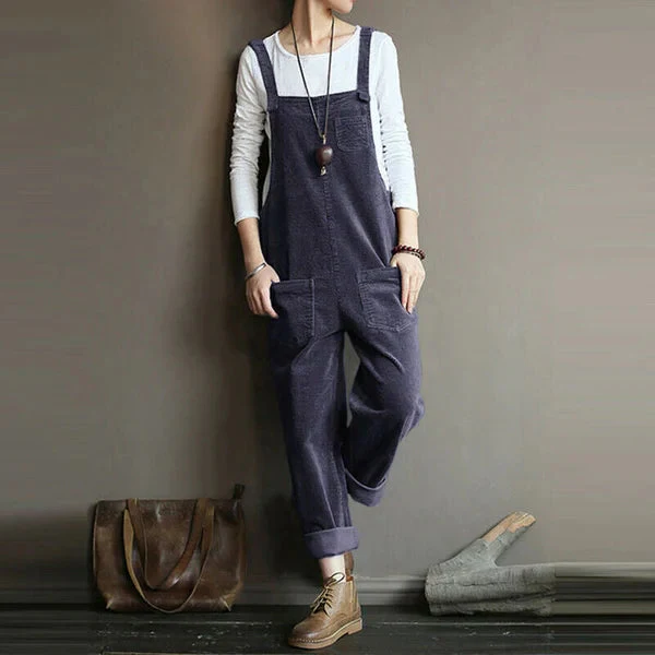 Lightweight women's jumpsuit – relaxed fit, flexible cord fabric, for casual outings - Image 4