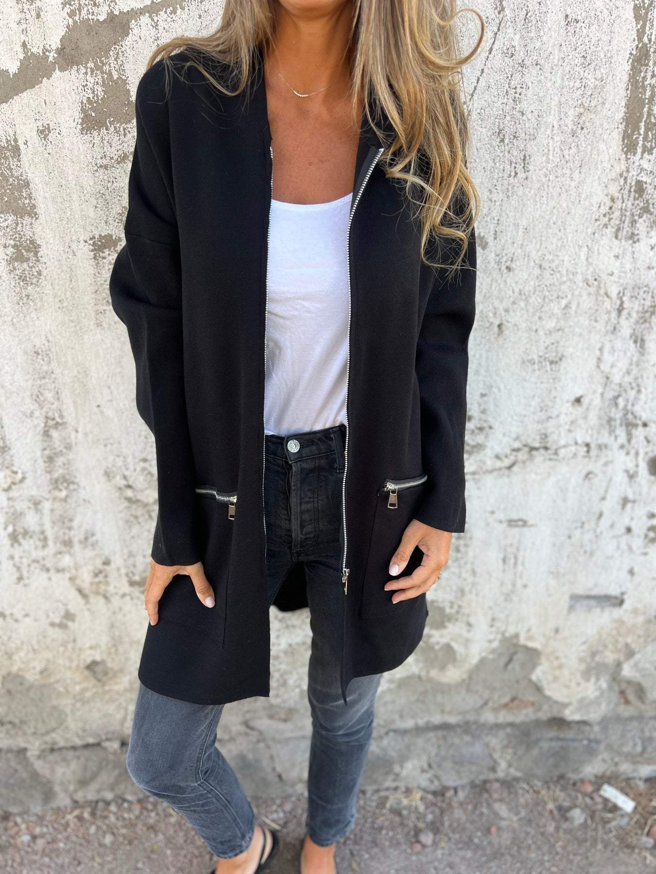 Lightweight Womens Long Hoodie - Fitted Zip Cotton Layering - Image 5