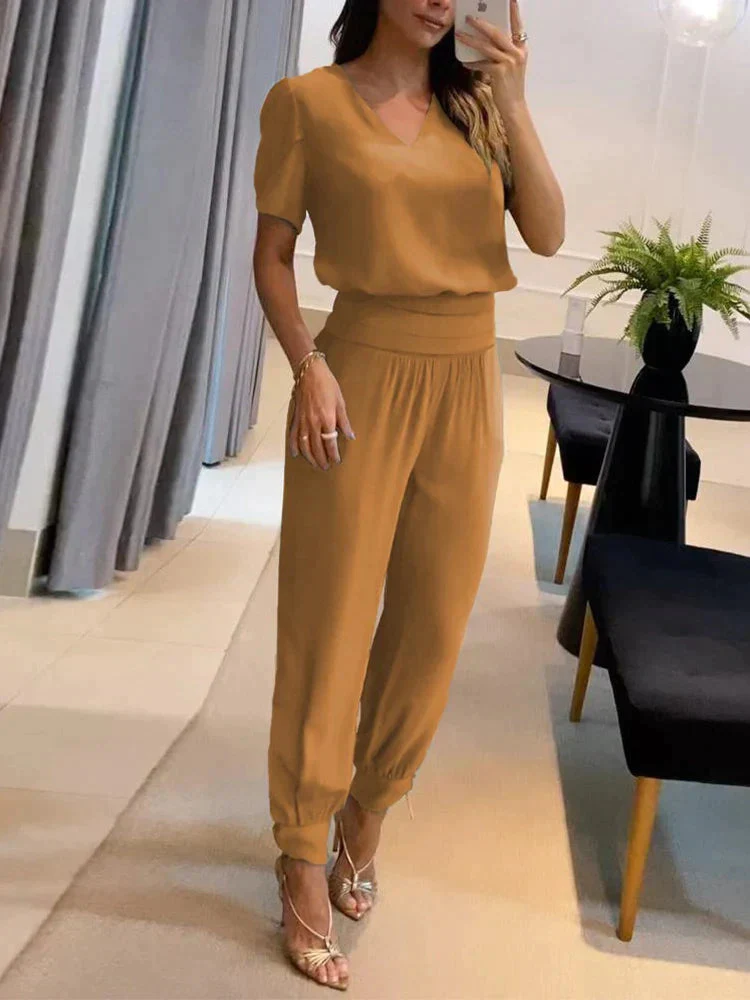 Lightweight women's lounge set – casual top and pants, high-quality fabric, for office and leisure - Image 4