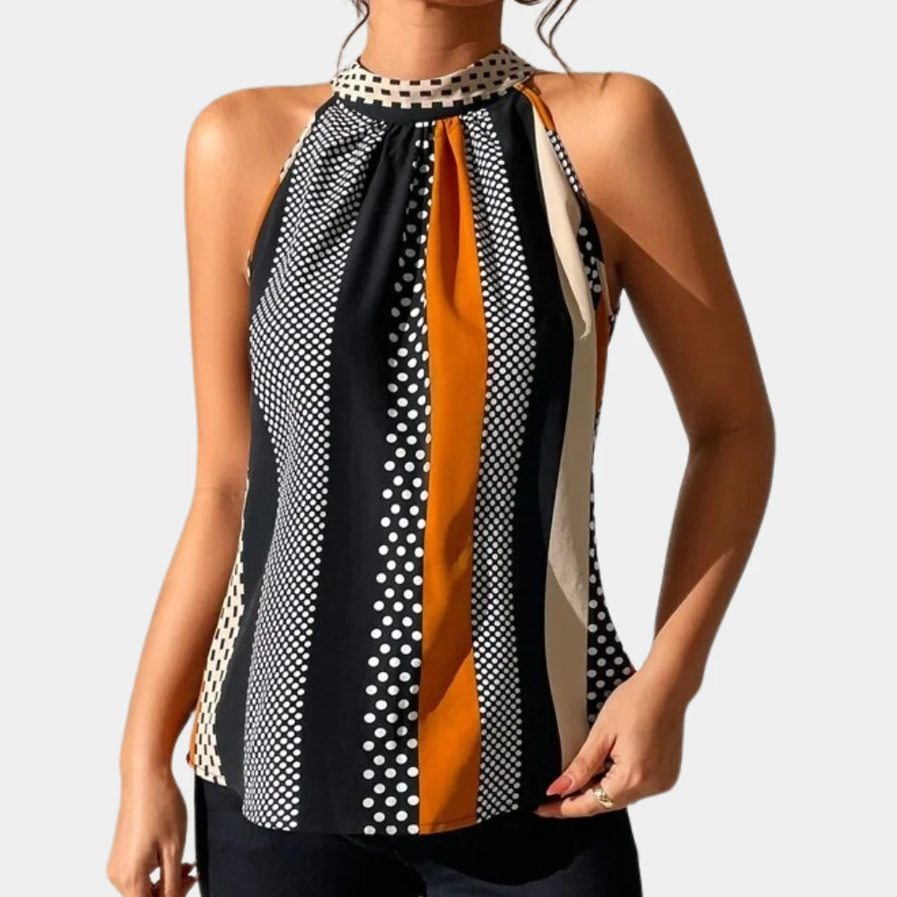 Lightweight women's sleeveless blouse – breathable cotton blend, for everyday wear - Image 2