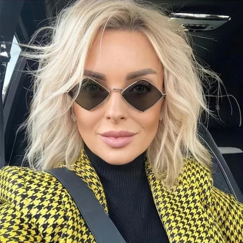 Lightweight women's sunglasses – irregular polygon design, alloy, for everyday wear - Image 4