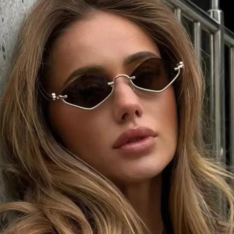 Lightweight women's sunglasses – semi-rimless diamond-shaped frame, metal, for outdoor activities - Image 2