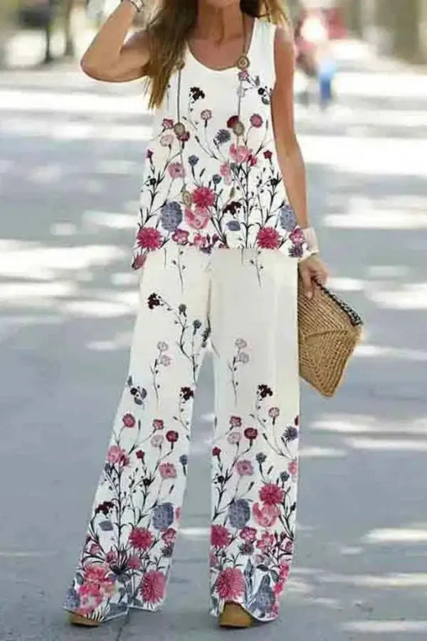 Lightweight women’s two-piece set – artistic floral design, polyester, for all occasions - Image 6