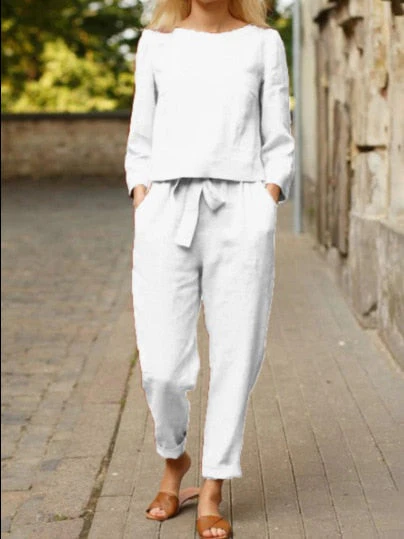 Lightweight women’s two-piece set – relaxed fit top and trousers, linen, for any occasion - Image 5