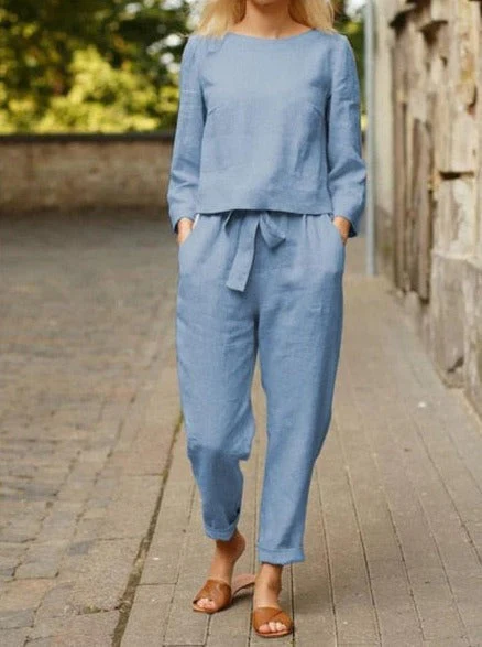 Lightweight women’s two-piece set – relaxed fit top and trousers, linen, for any occasion - Image 6