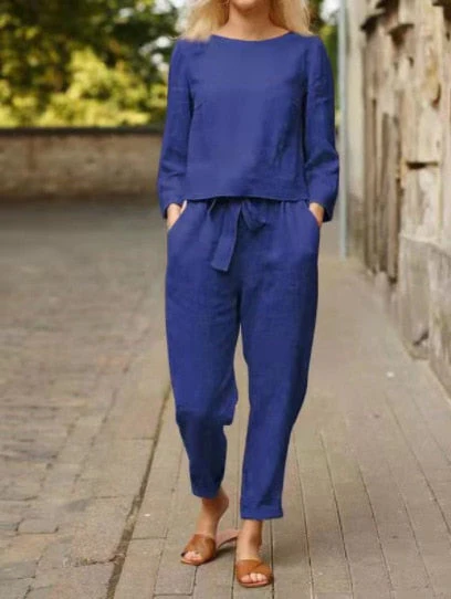 Lightweight women’s two-piece set – relaxed fit top and trousers, linen, for any occasion - Image 7
