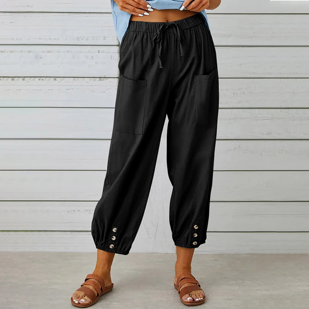 Lightweight women’s wide-leg pants – relaxed fit, high-quality material, for summer - Image 2