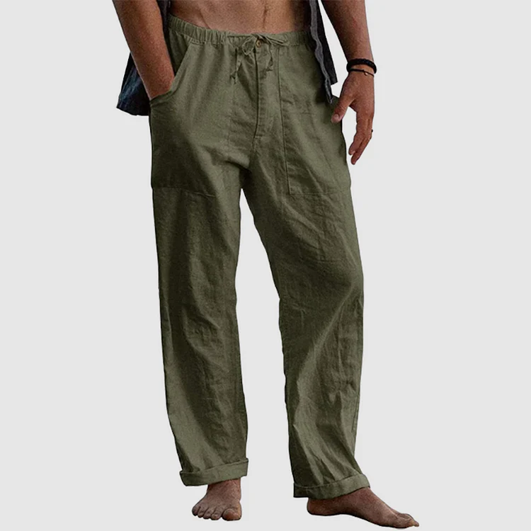 Linen Pants for Women with Adjustable Waist Cord, Relaxed Fit Summer Trousers - Image 2