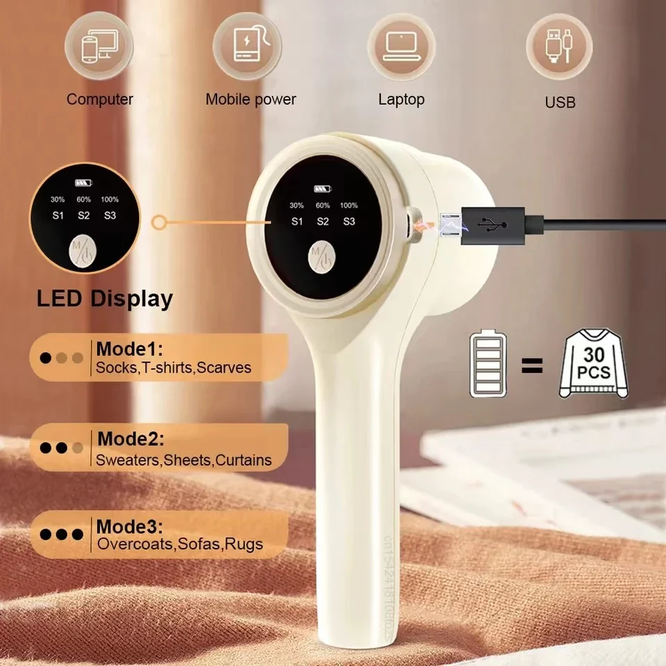 Lint Remover for Clothing Electric Fluff Shaver Portable Rechargeable Fabric Hair Ball Remover - Image 6