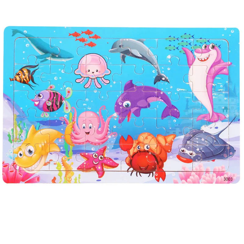 Logic Thinking Wooden Puzzle Jigsaw for Kids - Animal Vehicle Educational Gift - Image 5